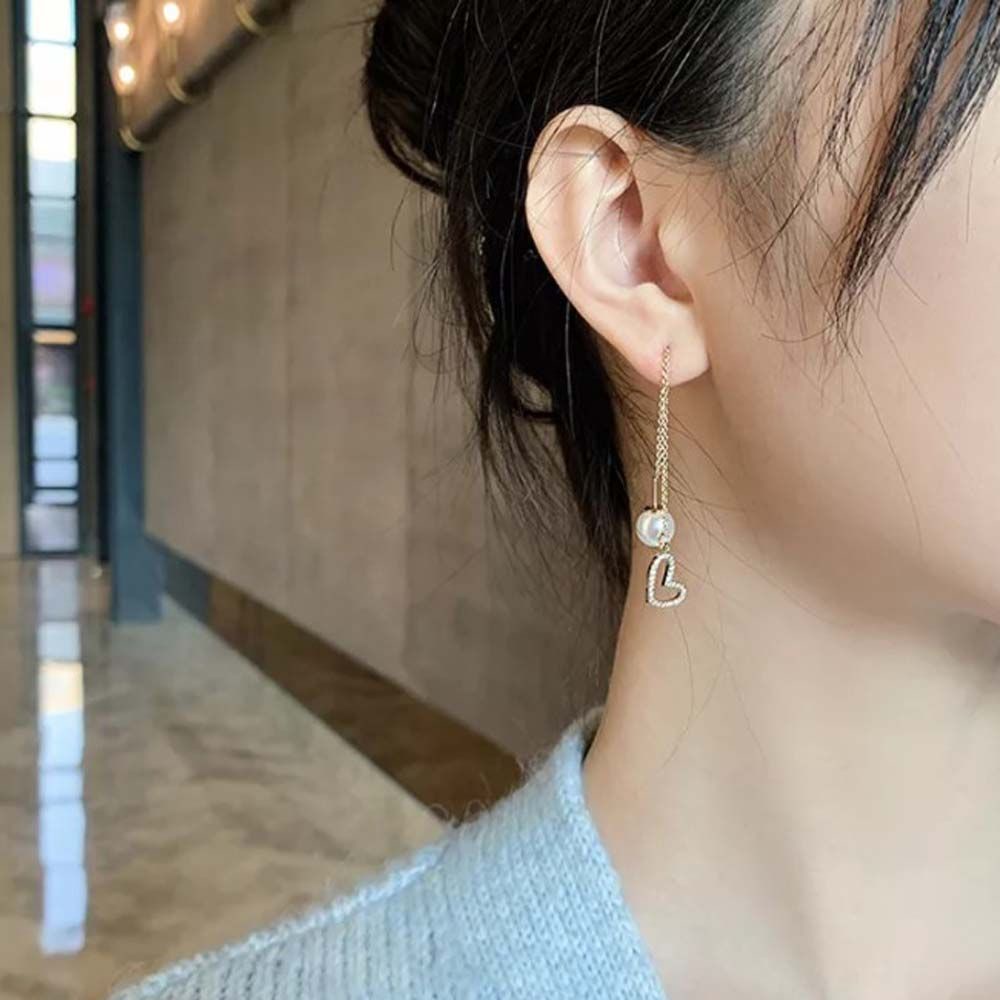 Bông tai tua rua dáng dài đính đá sang trọng phong cách Hàn Quốc cho nữ