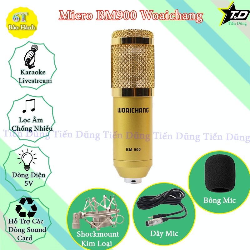 Mic thu âm BM900 woaichang cho các sound card - Micro bm900 WC thu âm tốt hơn bm900 thường loại shockmount nhựa