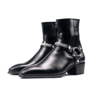 (Cao cấp) Harness Boots da bò, đế gỗ tăng chiều cao