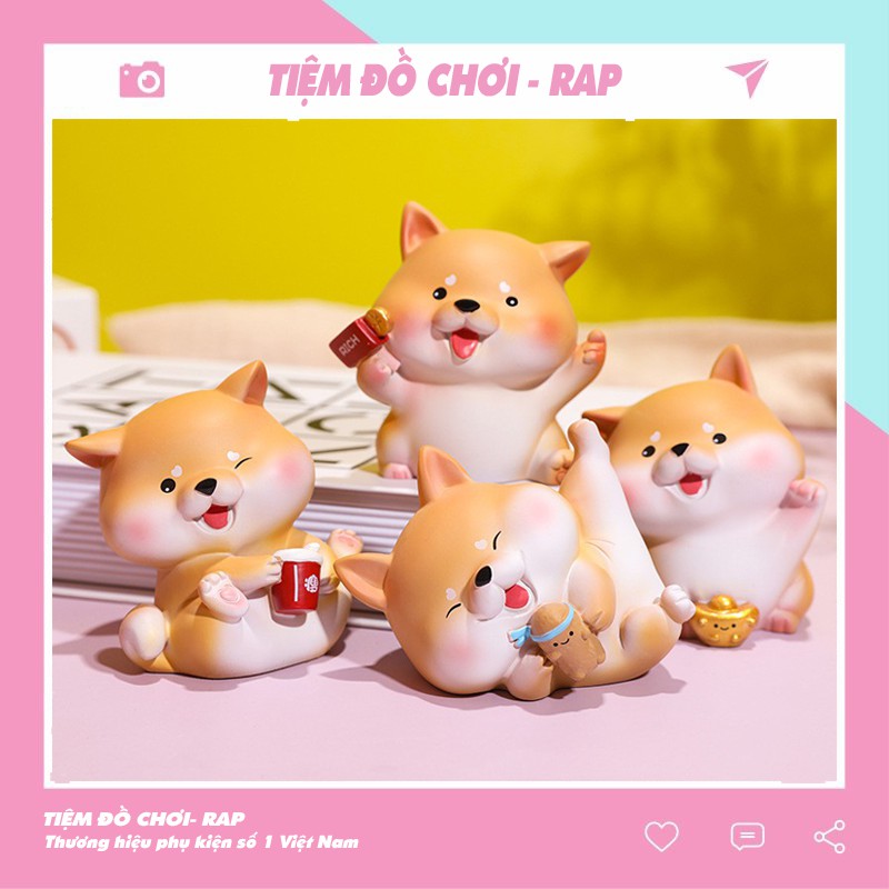 Mô hình cún Bingo chó Shiba tài lộc may mắn dễ thương trang trí để bàn, làm việc, taplo ô tô, quà tặng - Ráp