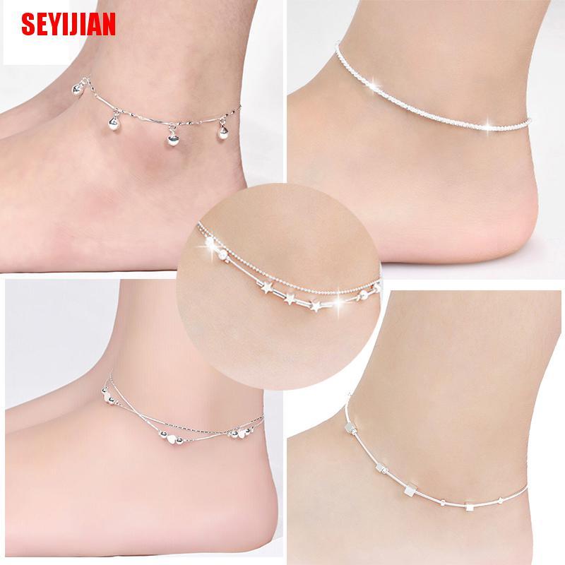 Lắc Chân Mạ Bạc 925 Đính Chuông Xinh Xắn Thời Trang Đi Biển