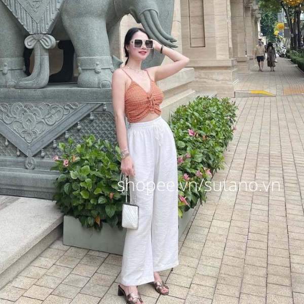 quần đũi nữ ống rộng chất lụa tơ đũi  cạp chun co giãn Q115 SUTANO