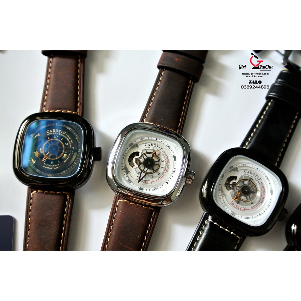 Đồng Hồ Nam Carotif Dòng Tự Động Dây Da Cao Cấp Naiwatch
