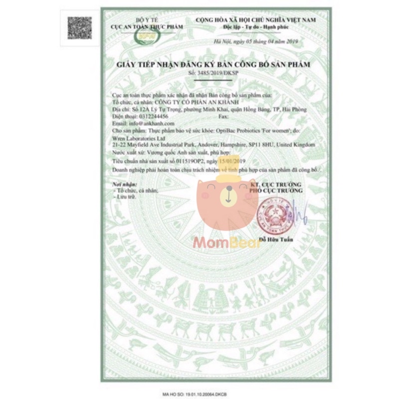 Men Vi Sinh Optibac Tím Probiotics For Women, UK 30 viên