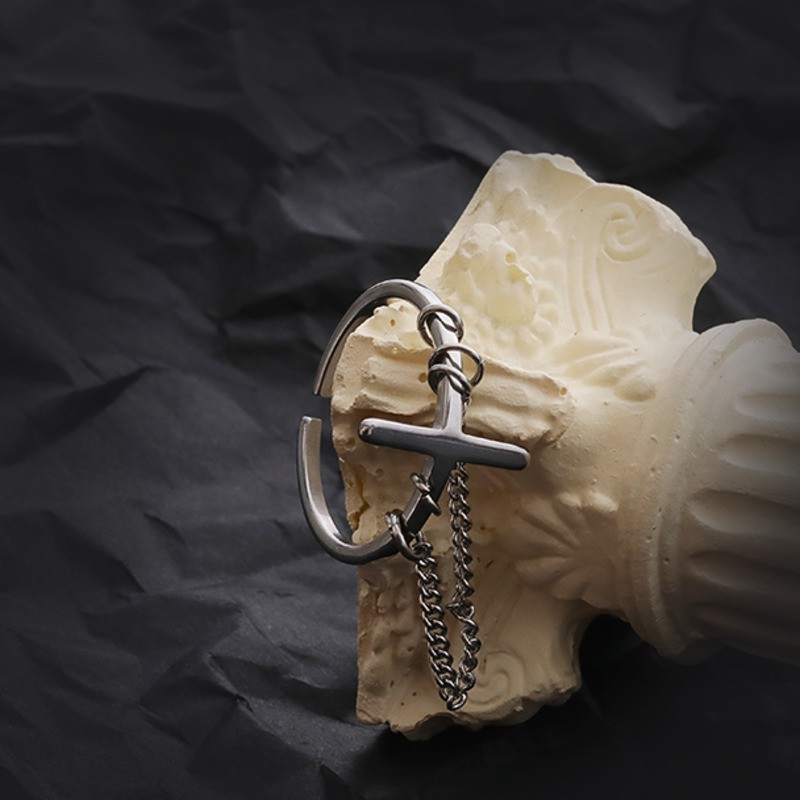 Nhẫn Kim Loại Mặt Hình Thánh Giá Phong Cách Hiphop