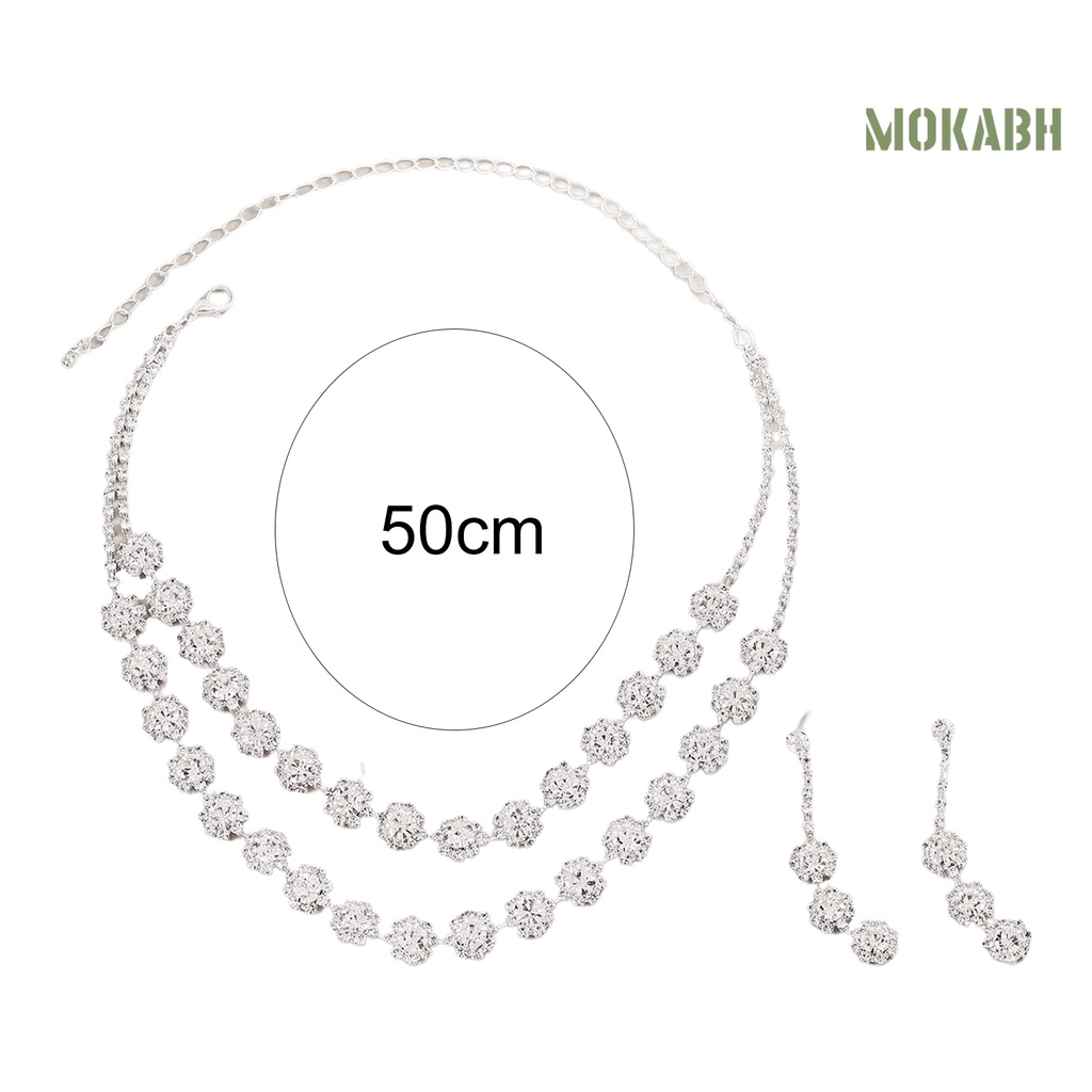 1 Set Vòng cổ Và Bông Tai Bằng Hợp Kim Đính Đá Lấp Lánh Sang Trọng