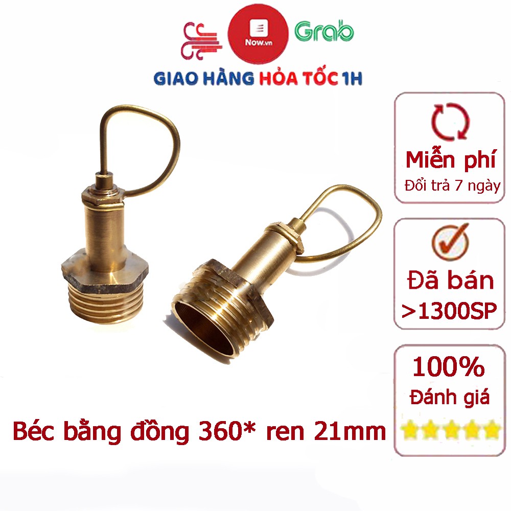 Béc phun sương bằng đồng 360 độ ren lắp ren ngoài 21mm tưới hoa lan, vườn rau, béc tưới cây