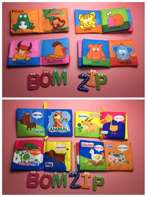[Sách bé 10x11cm] Sách vải tiếng anh cho bé 8 trang