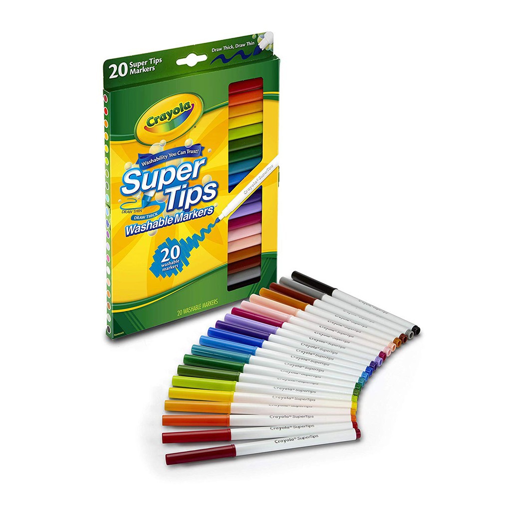 (BÁN SỈ) 1 thùng 24 BỘ BÚT LÔNG TÔ MÀU NÉT MẢNH &amp; DÀY CRAYOLA 20 CÂY (chính hãng)