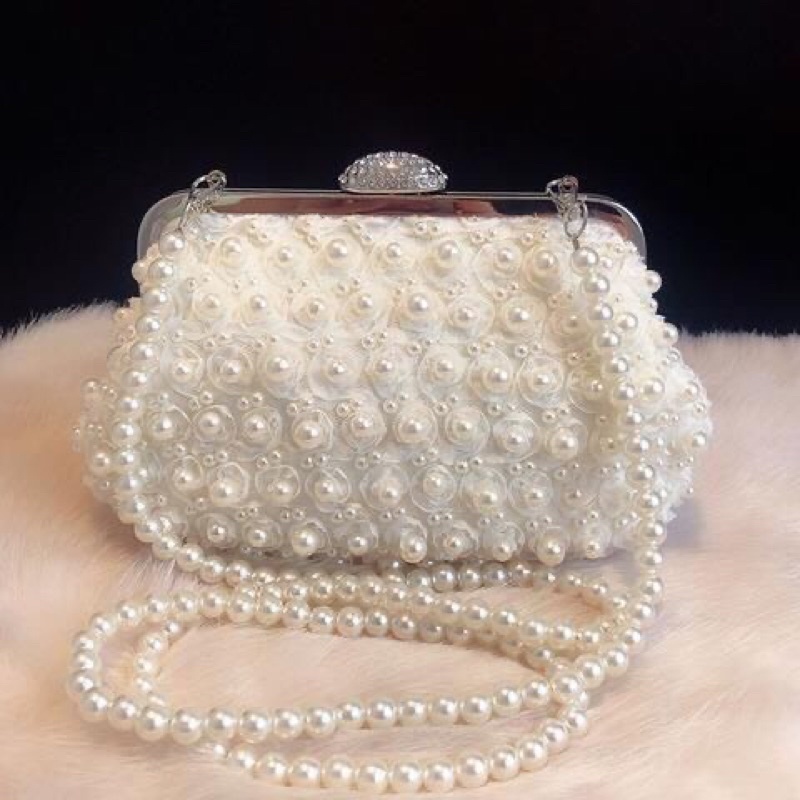 Bóp Đầm Cầm Tay Có Quai Đeo Vai Kết Hạt Thủ Công