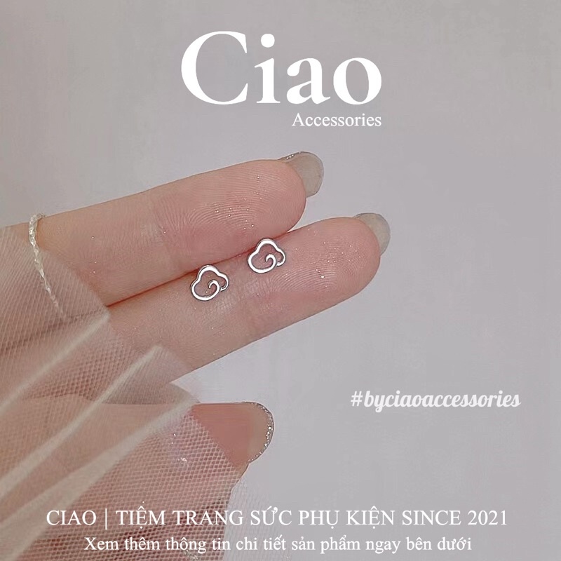 Khuyên tai/ Bông tai mạ bạc S925 thiết kế hình mây đơn giản Cloud Tiny Ciao