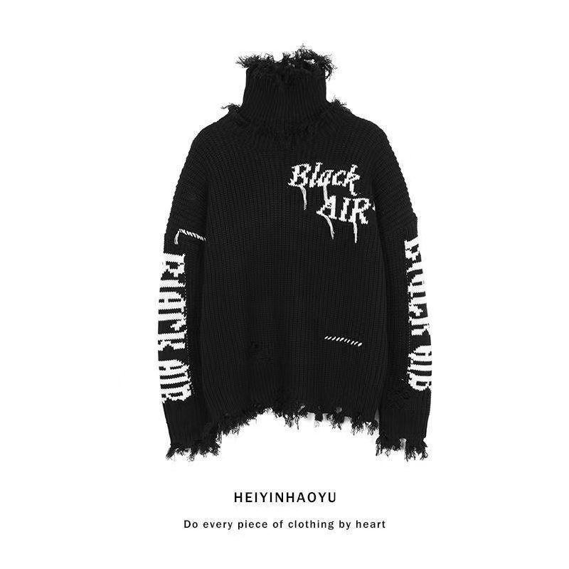 Áo sweater Cổ Lọ Dáng Rộng Phối Lông Phong Cách Hồng Kông Thời Trang Cho Nam Và Nữ