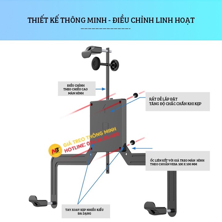 Bộ Kẹp Màn Hình Máy Tính A2 17 - 32 Inch - Bộ Kit Vesa Mount - Lắp Đặt Cùng Giá Treo Màn Hình