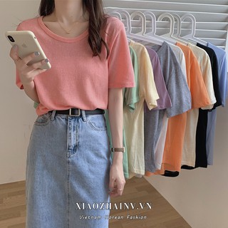 Xiaozhainv áo thun ngắn tay cổ chữ v phong cách hàn quốc cho nữ
