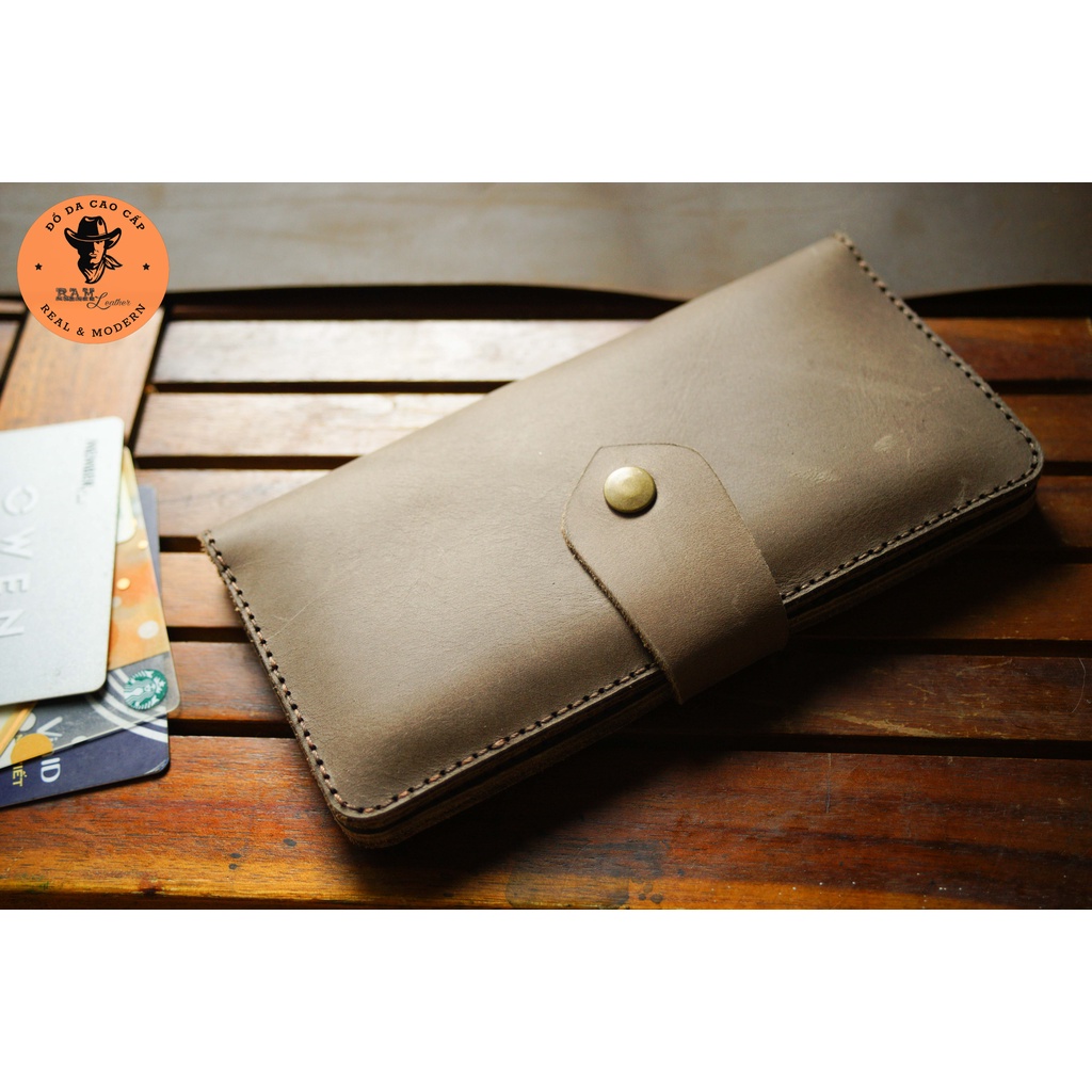 Ví nam dài cầm tay da sáp ngựa màu nâu đất - RAM Leather