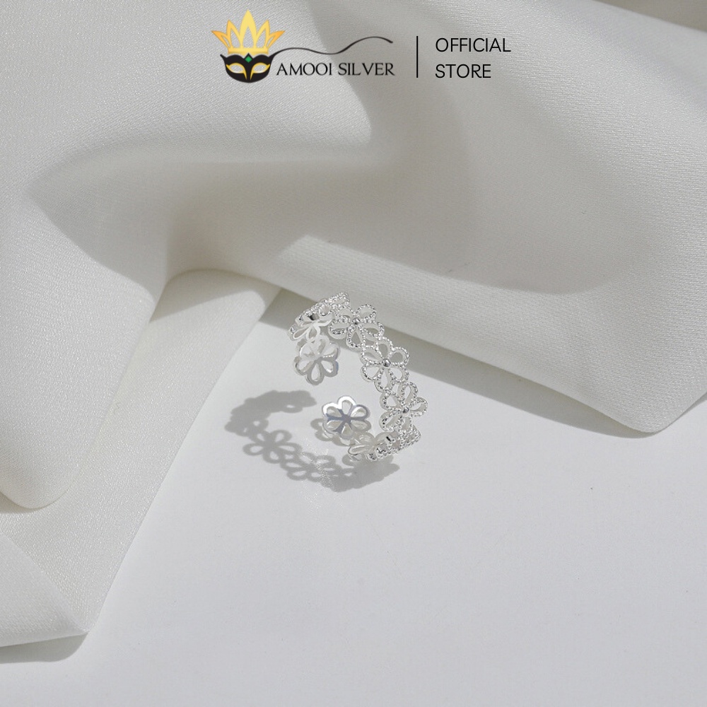 Nhẫn Bạc S925 Freesize Mẫu Hoa Lưới Dáng Hở Xinh Xắn - Amooi Silver AN43