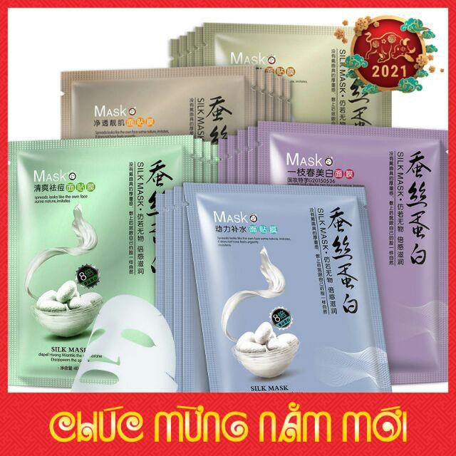 Mặt nạ giấy dưỡng da mụn cấp ẩm thải độc tơ tằm ONE SPRING SILK MASK của BIOAQUA