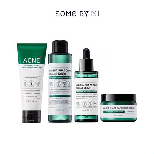 Bộ 4 Sản Phẩm Some By Mi Giảm Mụn Chăm Sóc Toàn Diện AHA-BHA-PHA 30 Days Miracle Fullsize - Khongcoson