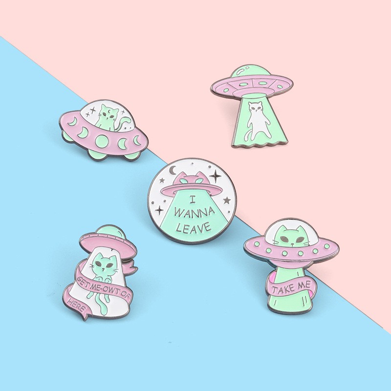 (Phụ kiện) Trâm cài áo, Pins cài áo mèo ngoài hành tinh siêu cute, dùng tạo nét cho quần  áo, làm quà tặng ý nghĩa.
