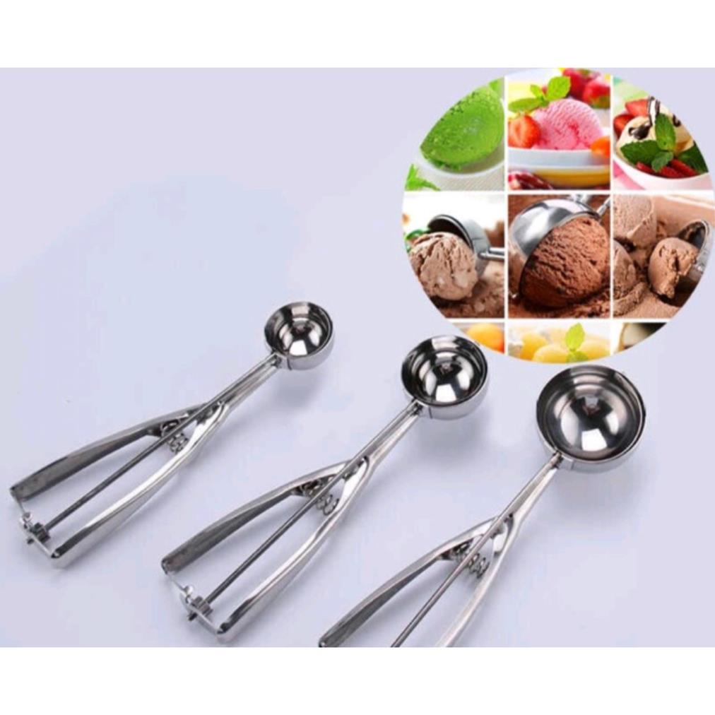 Dụng cụ múc kem - Muỗng múc kem, trái cây có tay bóp bằng inox tiện dụng