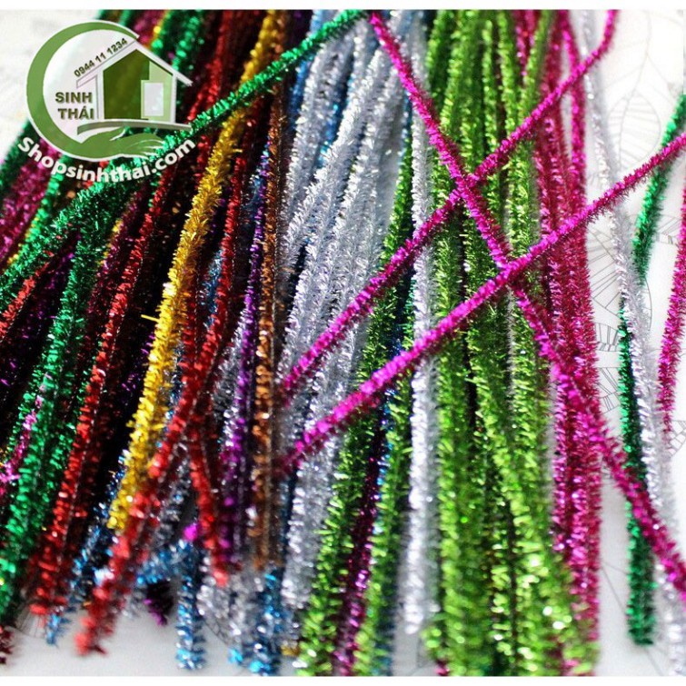 Dây kẽm xù kim tuyến, kẽm làm đồ chơi, mô hình  - màu xanh lá