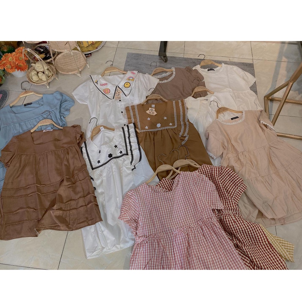 Áo bầu, tay cánh tiên, cổ thêu họa tiết hoa nhí dễ thương, chất thô lụa mềm mát, freesize dưới 68kg