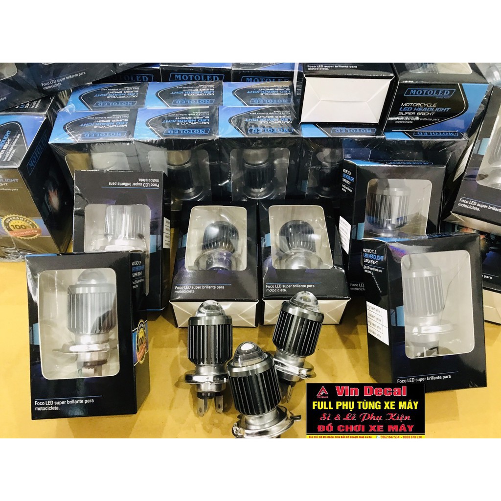 Đèn Pha Bi Cầu L1 Chân Cài H4 Ánh Sáng Trắng - Vàng Tản Nhiệt Nhôm Bảo hành 6T - dochoixemay