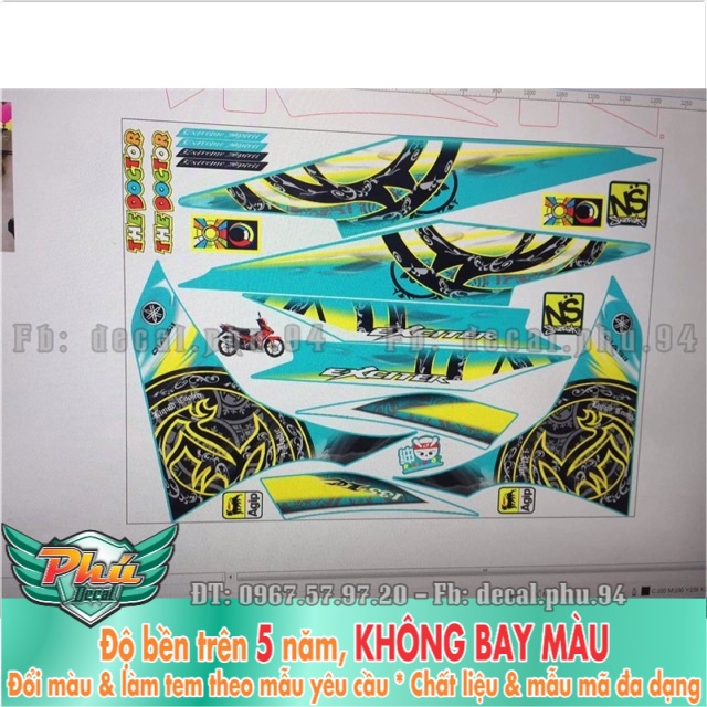 Tem rời Exciter 135 Lc Xanh Ngọc Lục bảo Candy -1