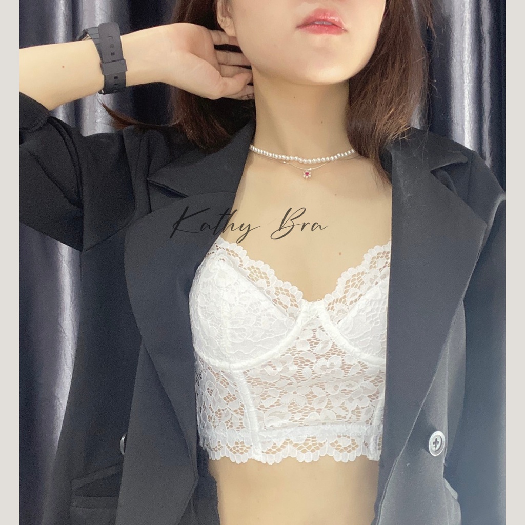H10 Áo Lót Bra Ren Bralette KATHY BRA Cao Cấp Kiểu Dáng Croptop Hai Dây Phối Blazer Dự Tiệc Dạo Phố Xinh