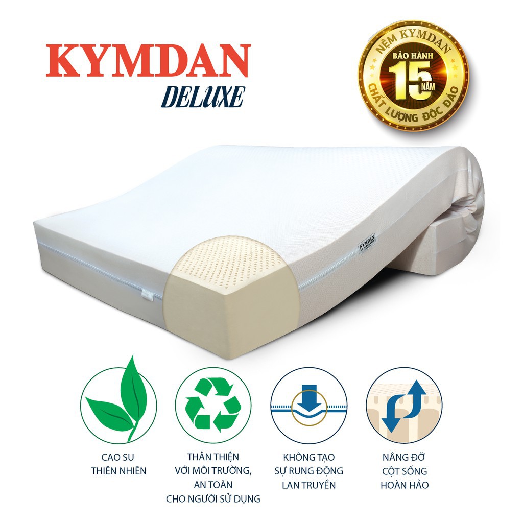 Nệm cao su thiên nhiên KYMDAN Deluxe 160 x 200/180 x 200