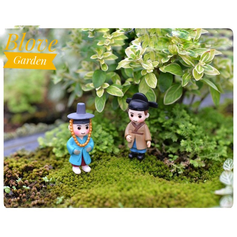 Tiểu cảnh Cặp đôi hàn quốc trang trí sen đá, xương rồng, terrarium, charm slime, cây cảnh mini, cây để bàn, đồ trang trí