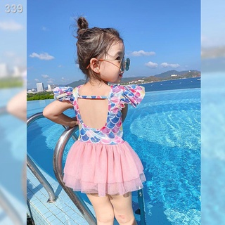 【HOT】Đồ bơi dành cho trẻ em của phụ nữ Mới năm 2021 Cô gái Công chúa nhỏ che bụng Mỏng lưới Màu đỏ lớn Bộ bé