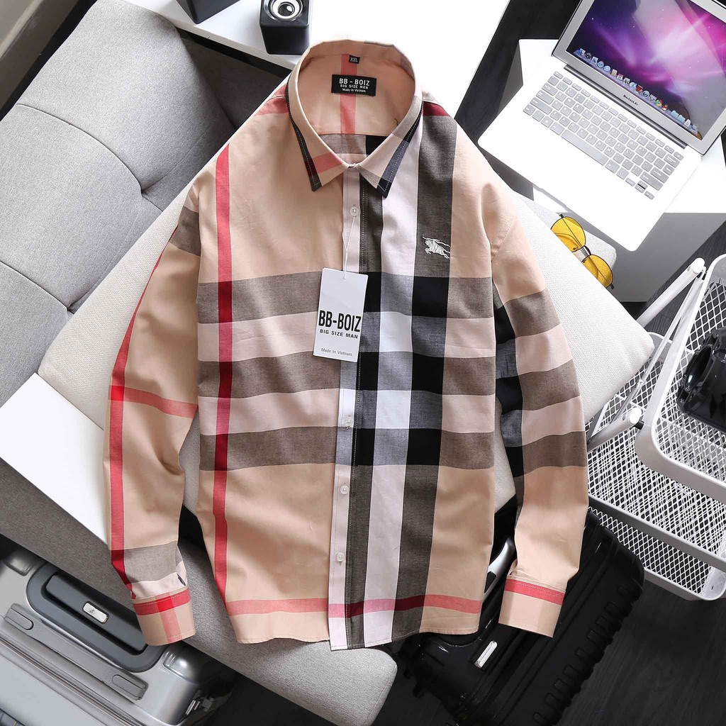 Áo sơ mi nam tay dài sọc caro bigsize nhiều màu - 80-135kg
