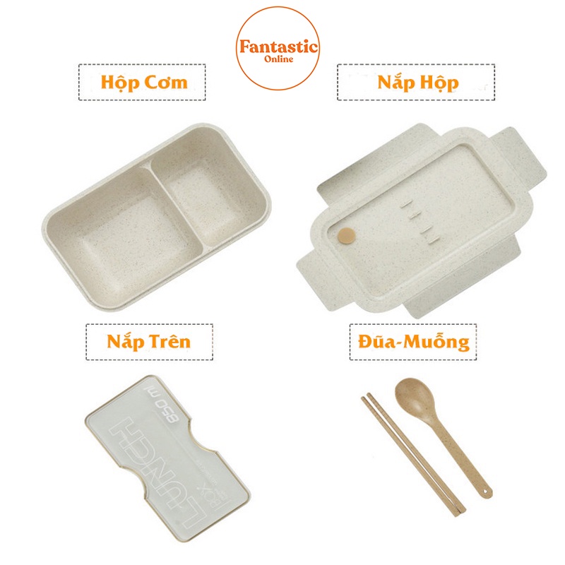 Hộp Cơm Giữ Nhiệt Lúa Mạch FANTASTIC - Hộp Cơm Bento 2 Ngăn Phong Cách Nhật -