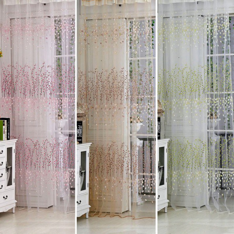 Rèm cửa bằng vải voan họa tiết hoa tuyệt đẹp