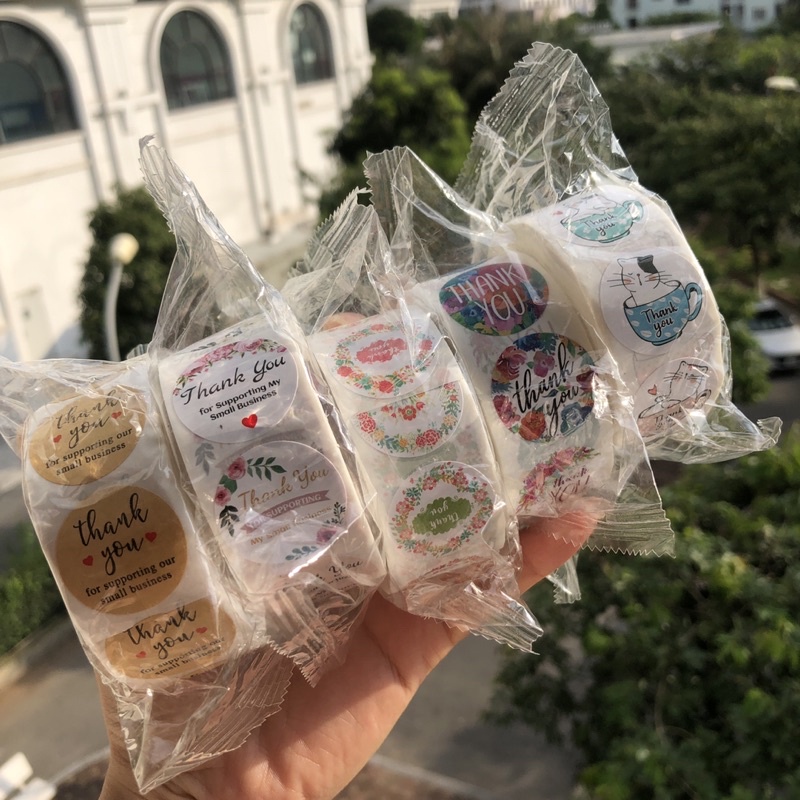 Cuộn 500 tem sticker cảm ơn có sẵn