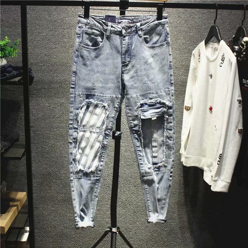 Quần jeans rách lớn màu sáng thời trang dành cho nam
