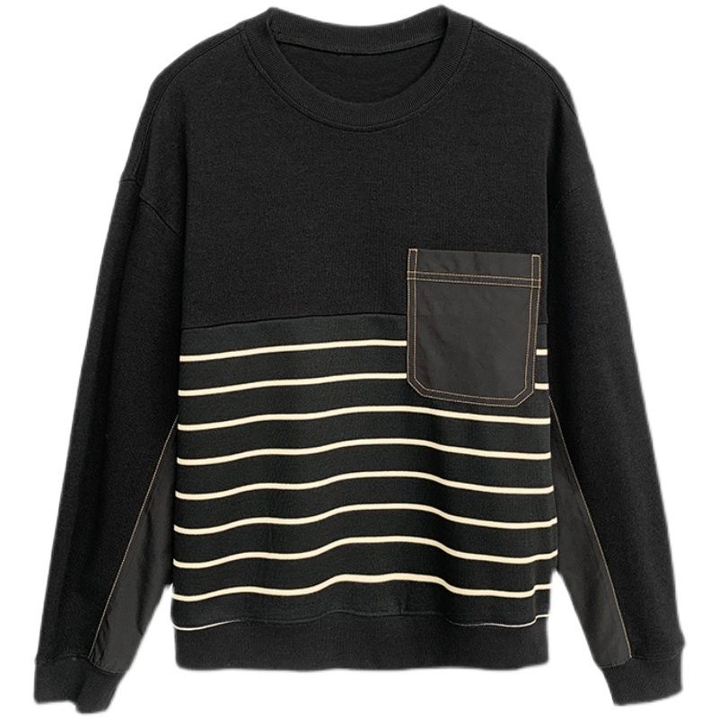 Áo Sweater Tay Dài Cổ Tròn Họa Tiết Kẻ Sọc Phong Cách Mỹ Thời Trang Mùa Đông Cho Nam
