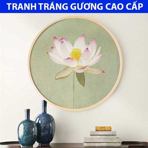 Tranh hoa sen treo tường chất liệu tráng gương siêu sáng công nghệ nhật bản phong cách cổ điển tạo điểm nhấn cho gia chủ