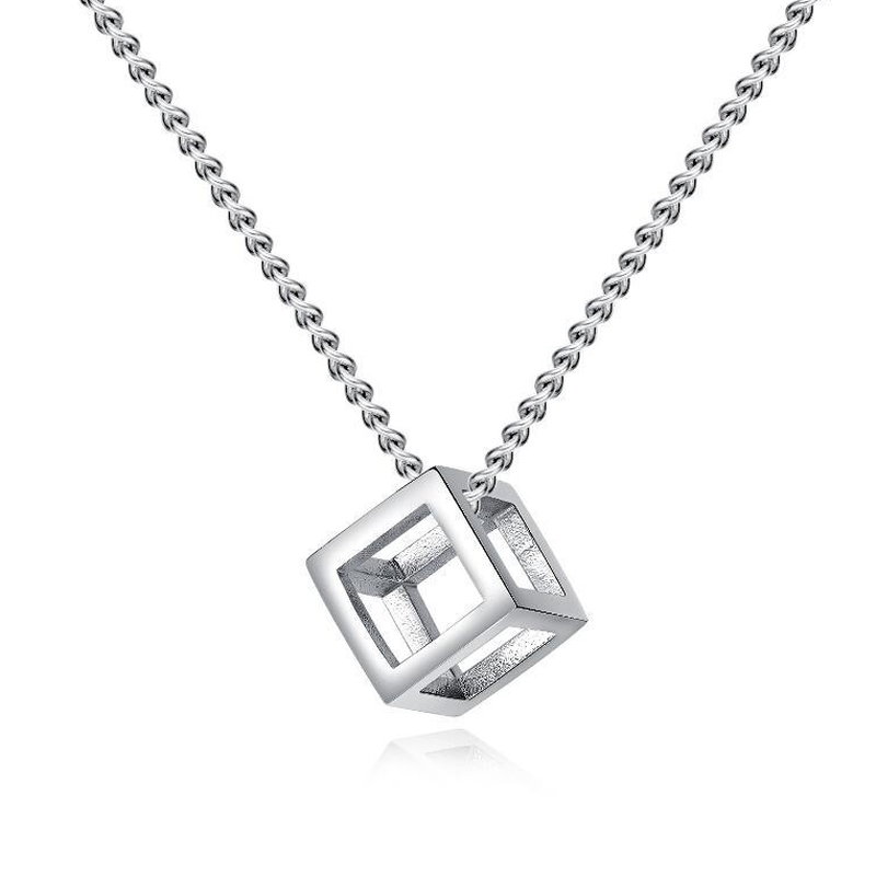 Vòng cổ Mặt Khối Lập Phương Ba Chiều Thời Trang Cổ Điển Dành Cho Nam