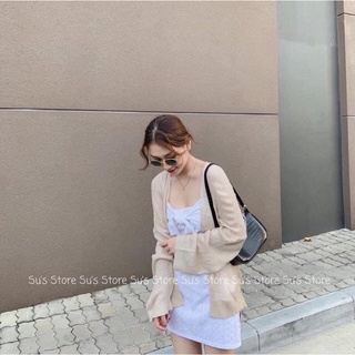 Áo Khoác Cadigan Len Mỏng Nhẹ Mặc Thu Đông Phong Cách Ulzzang