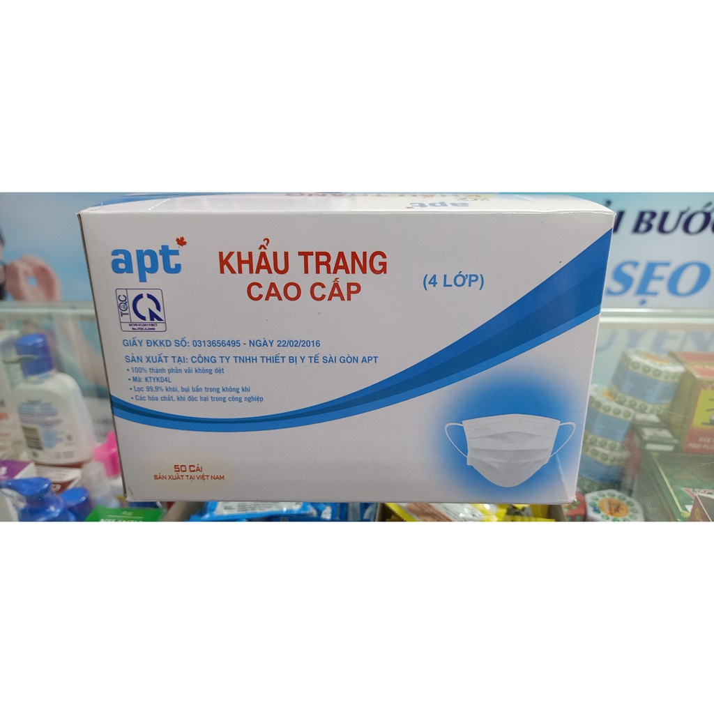 Combo 3 hộp khẩu trang y tế cao cấp sms kháng khuẩn apt 4 lớp ( 3 hộp 150 cái )