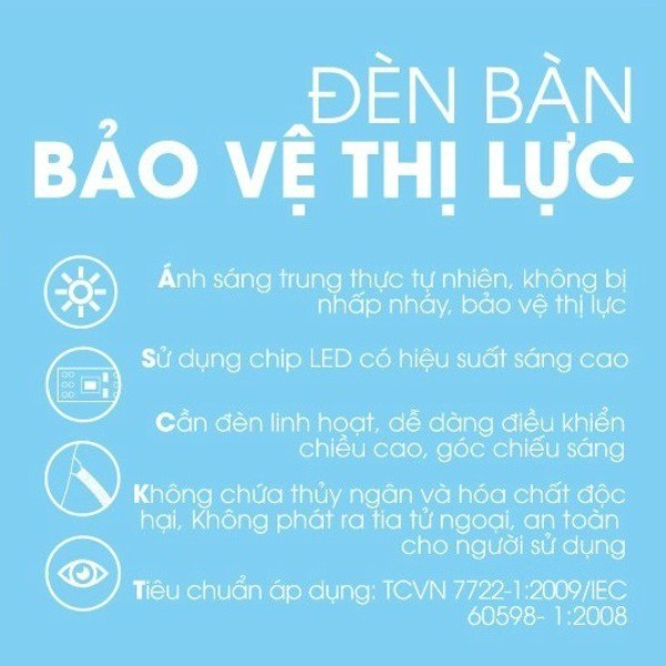 [CHÍNH HÃNG] Đèn bàn bảo vệ mắt Rạng Đông kèm bóng LED cao cấp 5W RD-32