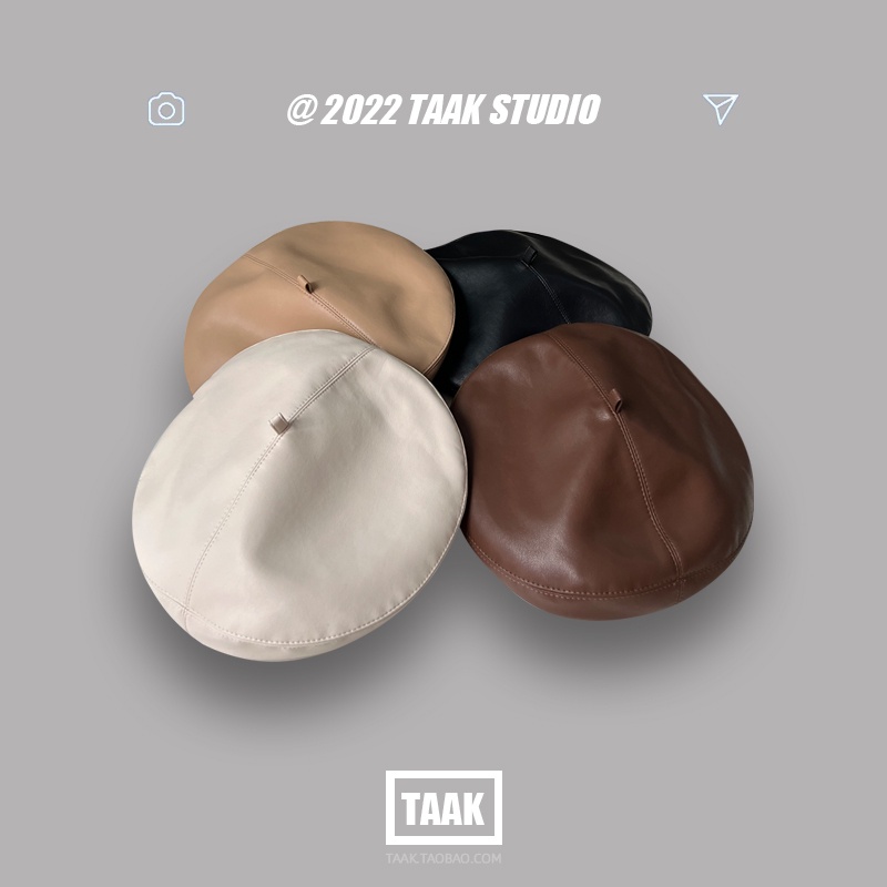 Mũ Beret Da PU Phong Cách Thời Trang Thu Đông Hàn Quốc Dành Cho Nữ