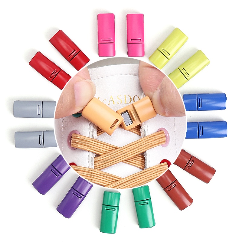 1 Cặp Dây Giày Nam Châm Co Giãn Màu Trắng/Đen