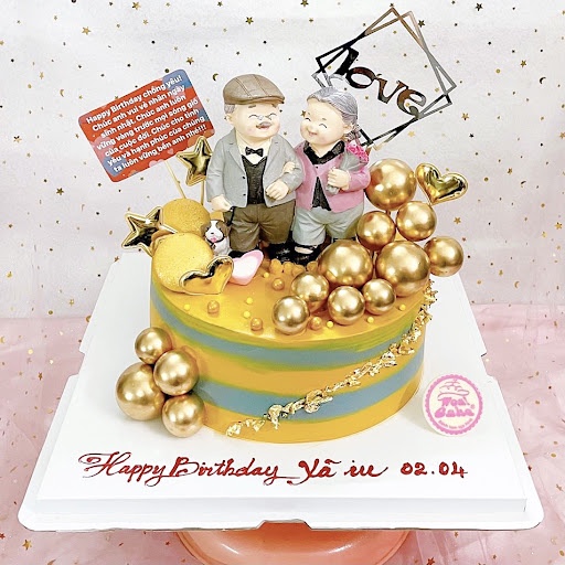 Mô hình ông bà lão trang trí bánh kem, trang trí bánh sinh nhật