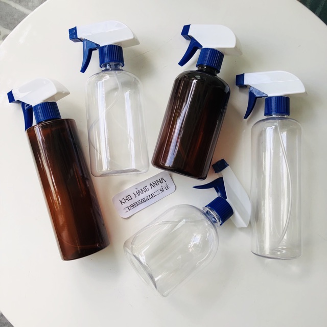 [ Bóp xịt kính, xịt khuẩn ] chai nhựa xịt phun sương Nâu/ Trong suốt/ Xanh - Bình xịt cồn 200ml/ 300ml/ 500ml