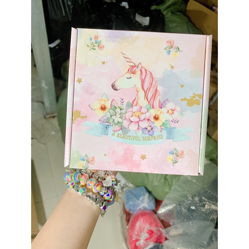 BỘ 3 VÒNG PANDORA KÈM 60 CHARM DIY SÁNG TẠO CỰC ĐẸP FULL BOX