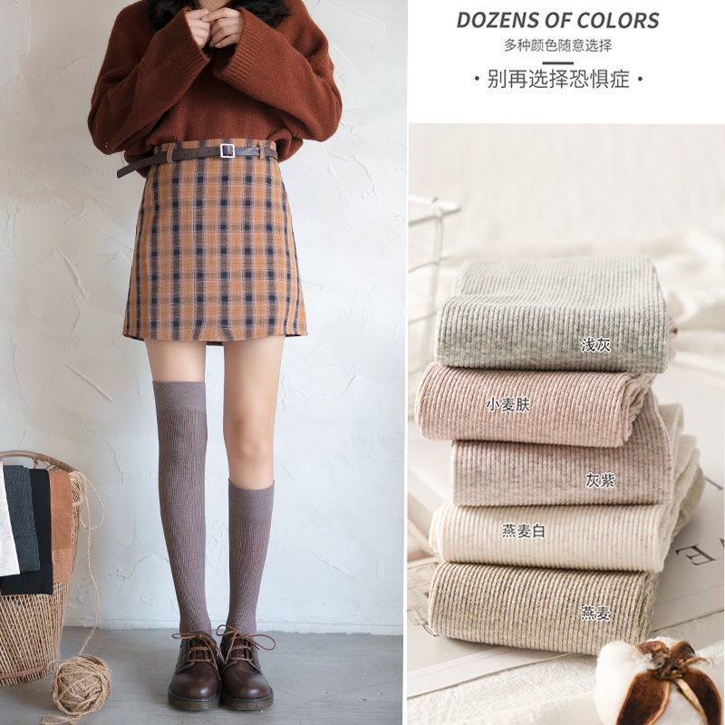 Vớ cotton dài đến đầu gối phong cách Hàn Quốc mùa xuân và mùa thu. vớ đùi
