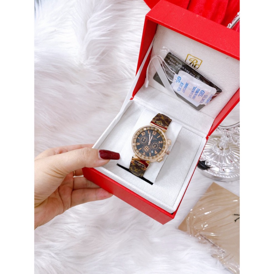 Đồng hồ LV nữ dây da nâu kiểu dáng thời thượng sang trọng, chống nước , bảo hành 12 tháng